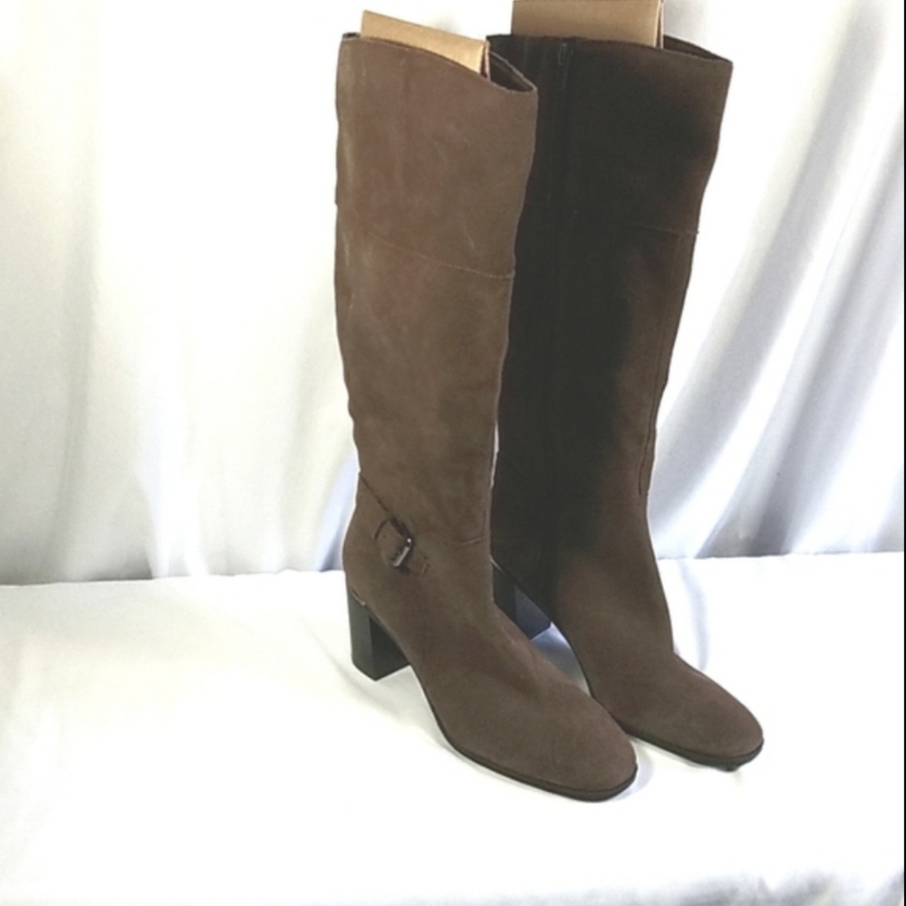 Bandolino Women's Wide Calf Buckle Zipper Boots Brown Sizes 8M